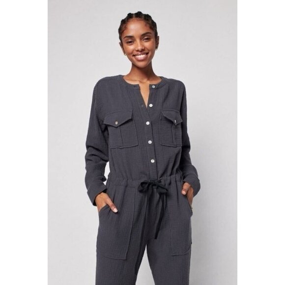 Faherty Dresses & Skirts - Faherty Women's‎ Dream Organic Cotton Jumpsuit Button Charcoal Gray Size XS